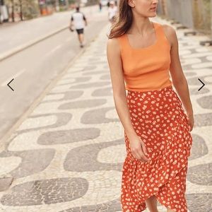 Ruffle-Wrap Midi Skirt in Happy Hibiscus